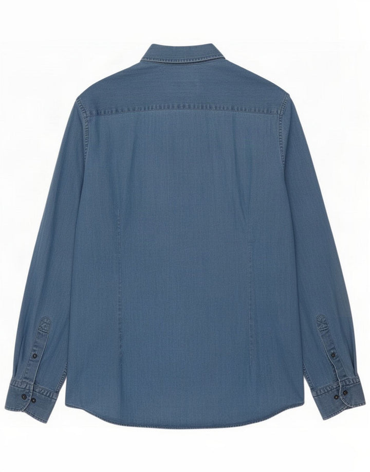 Męska koszula dżinsowa Massimo Dutti XL niebieska bawełniana