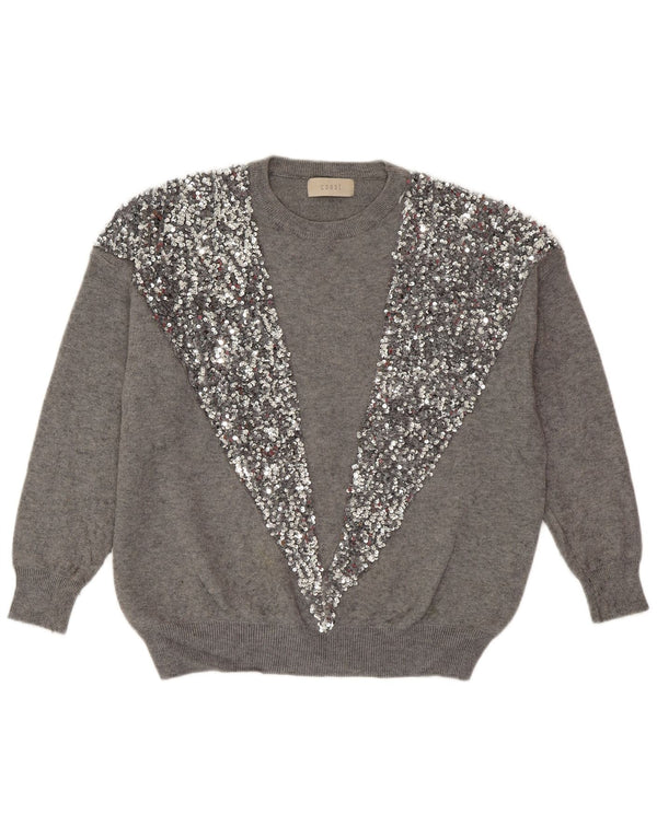 Damski sweter z okrągłym dekoltem COAST UK 14 Large Szara wiskoza