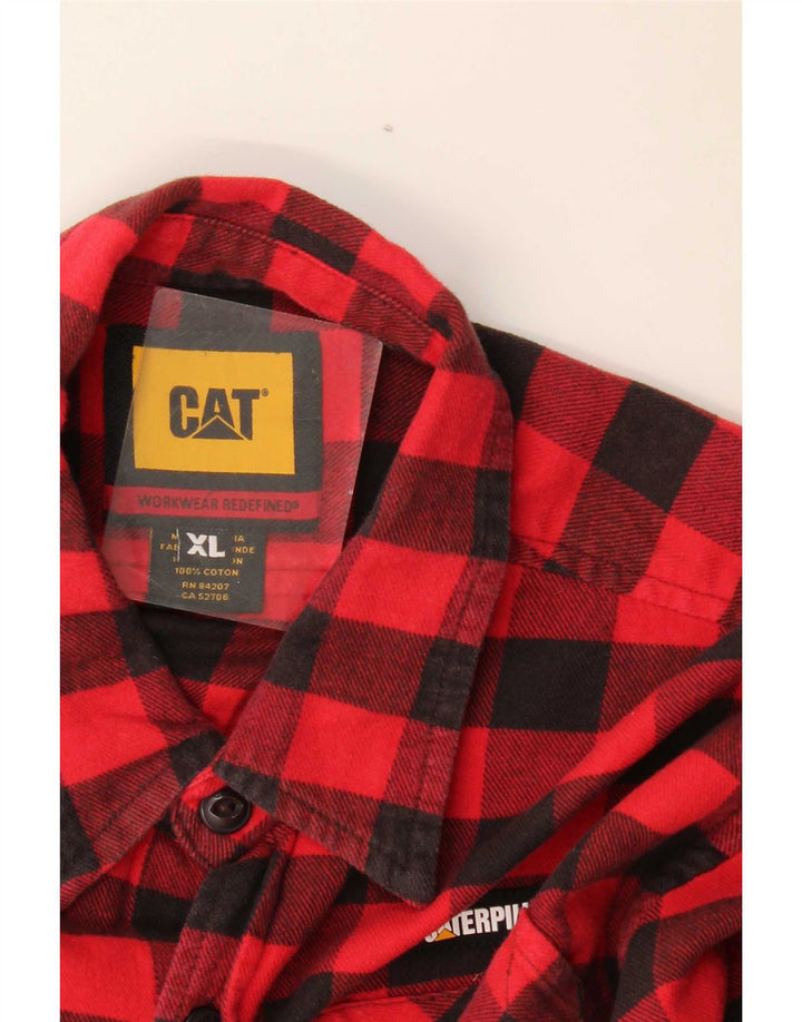 Koszula flanelowa męska Caterpillar XL, czerwona, bawełniana w kratkę