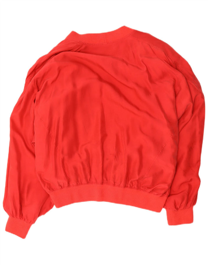 Męska kurtka bomber w stylu vintage z grafiką UK 42 XL, czerwony jedwab