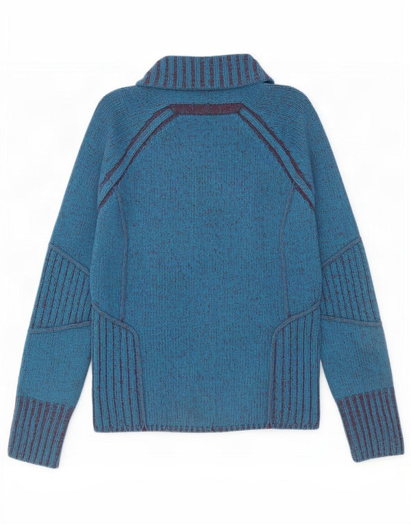 Marlboro Classics Damski sweter rozpinany na zamek UK 18 XL Niebieska wełna owcza