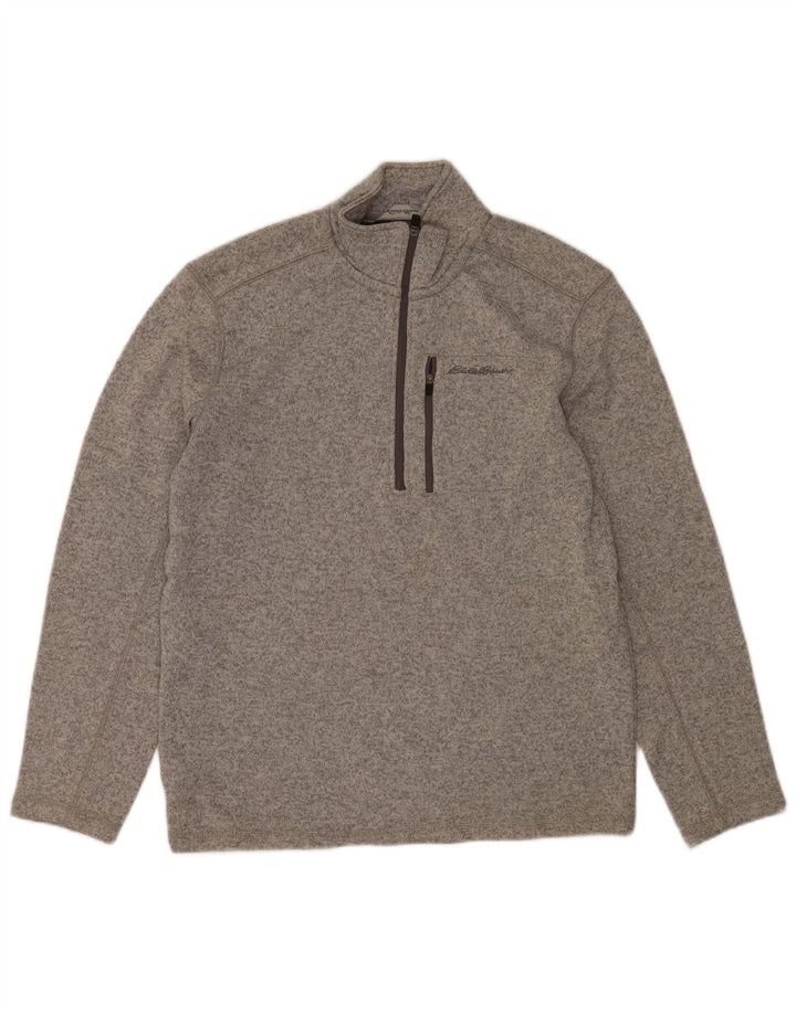 Męski sweter z zamkiem błyskawicznym Eddie Bauer Średni szary, nakrapiany poliester