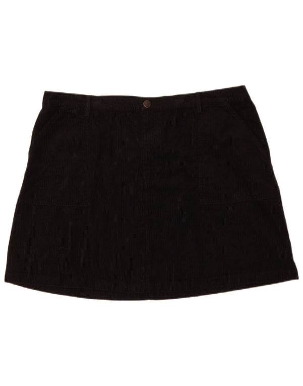 Lucy & Yak Womens Mini Corduroy Skirt UK 22 3XL W44 Black Cotton