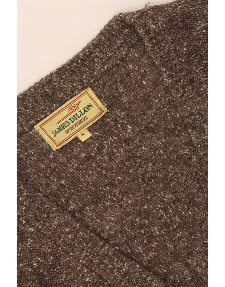 Męski sweter rozpinany James Dillon w kolorze średniego brązu, nakrapiany