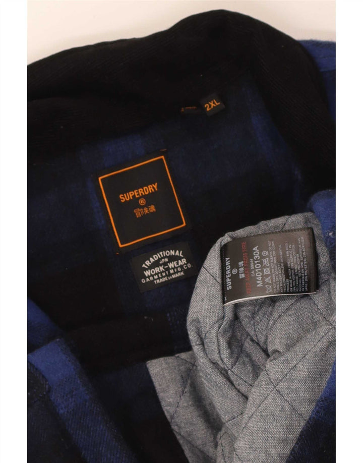 Kurtka męska Shacket Superdry UK 44 2XL Granatowa, wełniana kratka