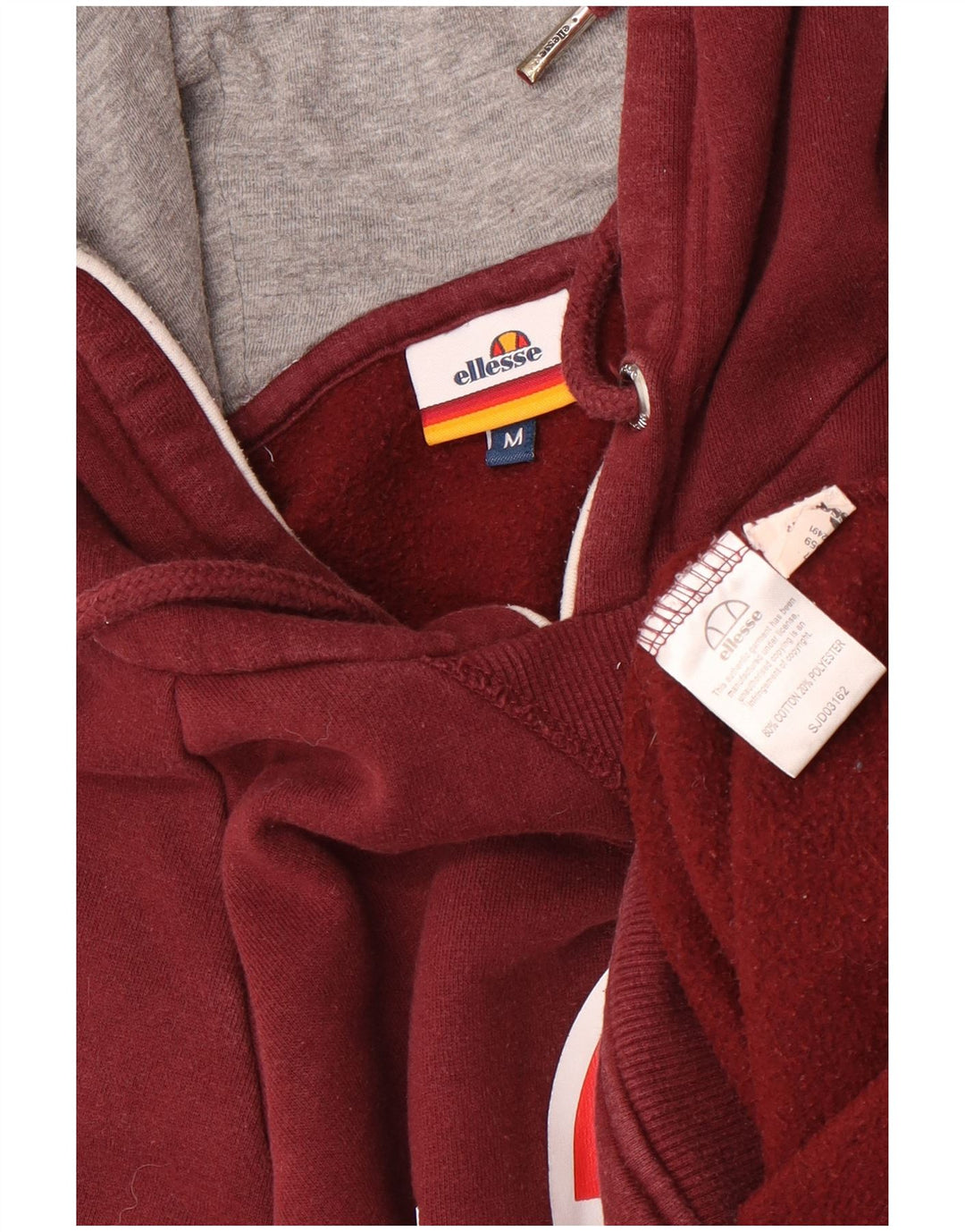 Męski sweter z kapturem Ellesse, średniej wielkości bordowa bawełna