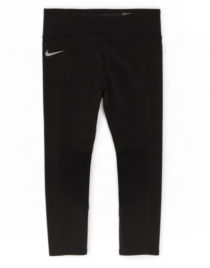 Damskie legginsy Nike Dri Fit Capri UK 8, małe, czarne, poliestrowe
