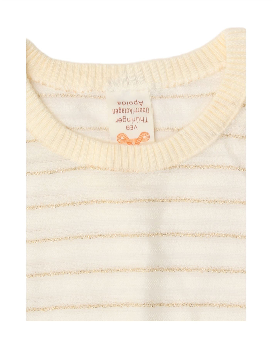 Sweter damski w stylu vintage z okrągłym dekoltem EU 42, duże białe paski