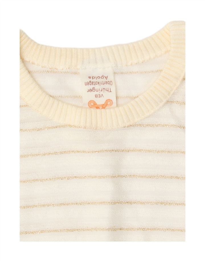 Sweter damski w stylu vintage z okrągłym dekoltem EU 42, duże białe paski