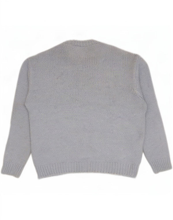 Męski sweter Zara z okrągłym dekoltem, duży niebieski akryl