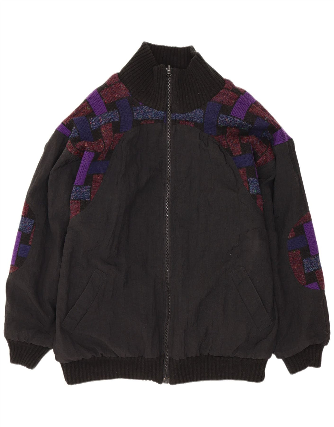 Męska dwustronna kurtka Jeffrey Brownleader UK 40, duża, fioletowa, geometryczna