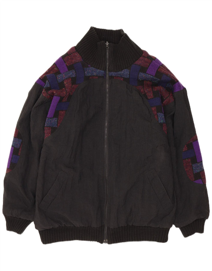 Męska dwustronna kurtka Jeffrey Brownleader UK 40, duża, fioletowa, geometryczna