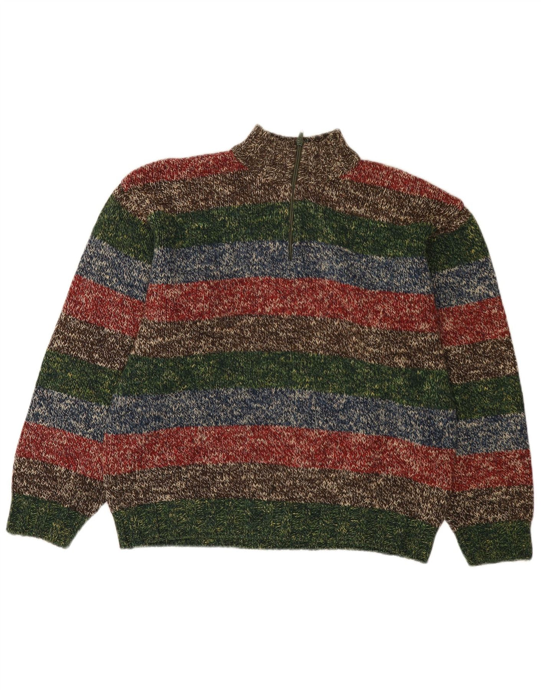 Vintage męski sweter z zamkiem błyskawicznym IT 52 w duże, wielokolorowe paski