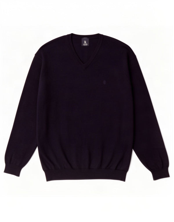 Męski sweter z dekoltem w kształcie litery V, Marina Yachting, 2XL, granatowo-wełniany