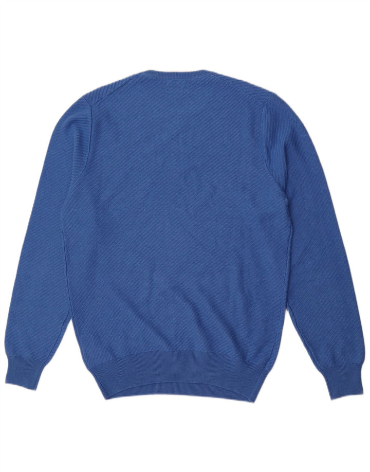 Męski sweter Massimo Dutti z okrągłym dekoltem, duży, niebieski, bawełniany