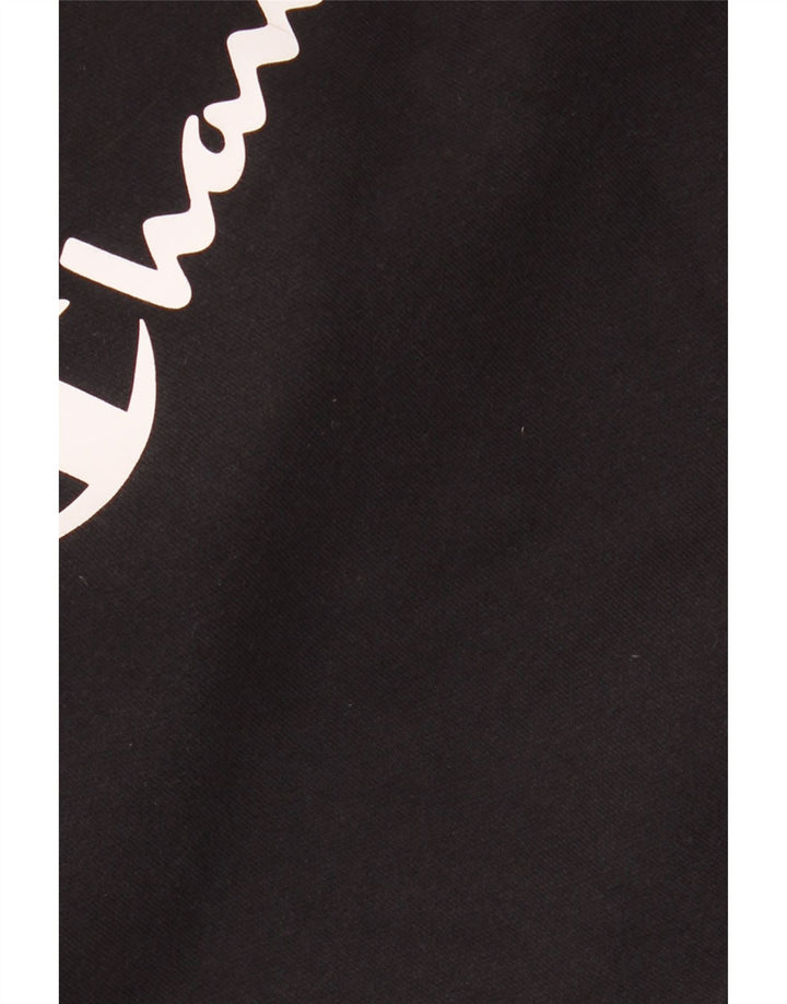 Męski sweter z kapturem i grafiką CHAMPION, średni czarny, bawełniany