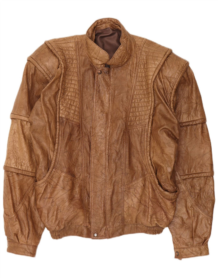 Vintage męska skórzana kurtka UK 42 XL brązowa