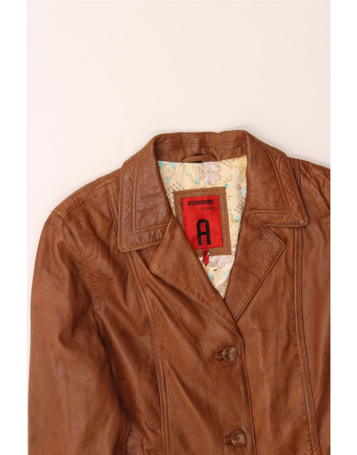 ASHWOOD Womens Leather Jacket US 12 Large Brown Leather Vintage Ashwood and Second-Hand Ashwood from Messina Hembry 