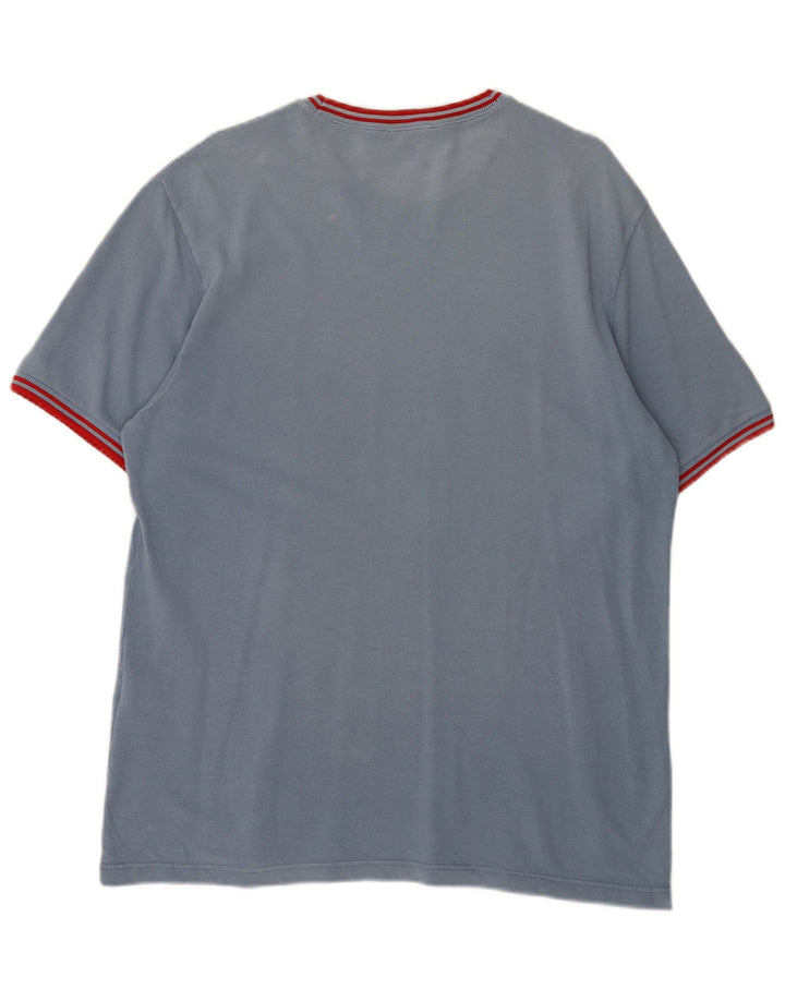FRED PERRY Męski T-shirt Top, duży, niebieski, bawełniany
