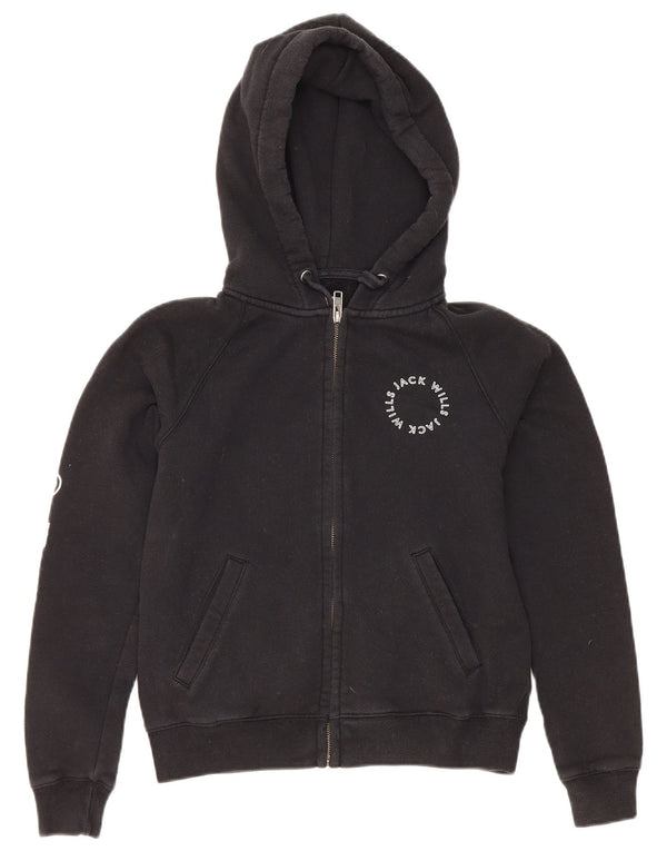 Sweter damski Jack Wills z grafiką i zamkiem błyskawicznym, UK 8, mały, czarny, bawełniany