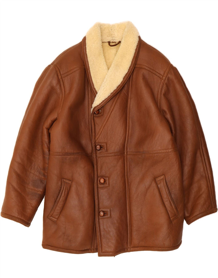 Męska kurtka Shearling VINTAGE IT 52 XL Brązowa kurtka Shearling