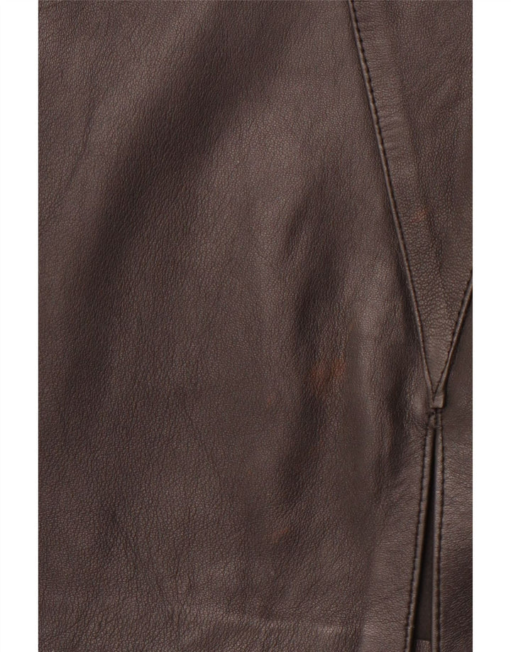 Damska spódnica skórzana VINTAGE W30 Średnia czarna geometryczna skóra