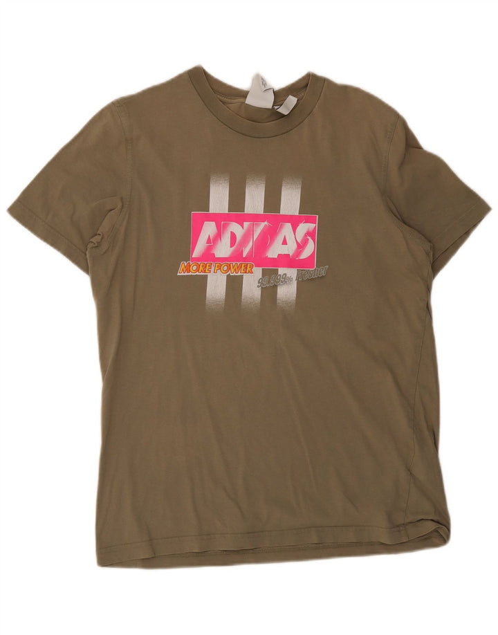 Męska koszulka z grafiką Adidas, średnia, bawełniana khaki
