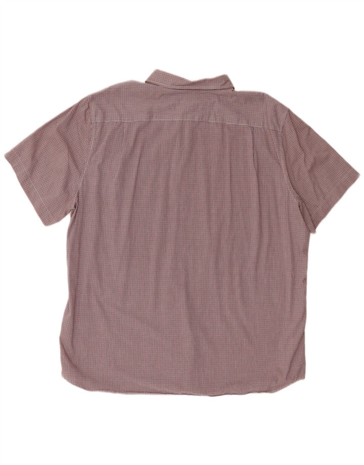 Lacoste Męska koszula z krótkim rękawem o regularnym kroju, 2XL, czerwona bawełniana kratka