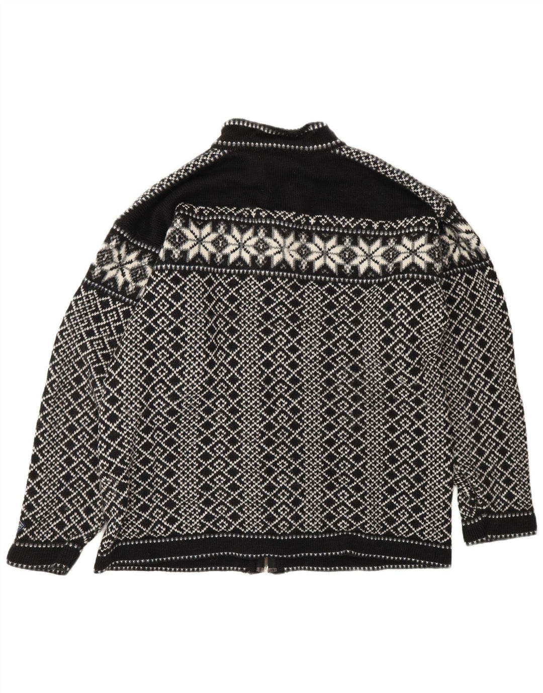 Męski sweter rozpinany VINTAGE, duży, czarny Fair Isle