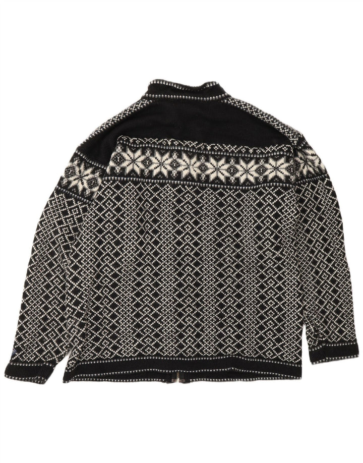 Męski sweter rozpinany VINTAGE, duży, czarny Fair Isle