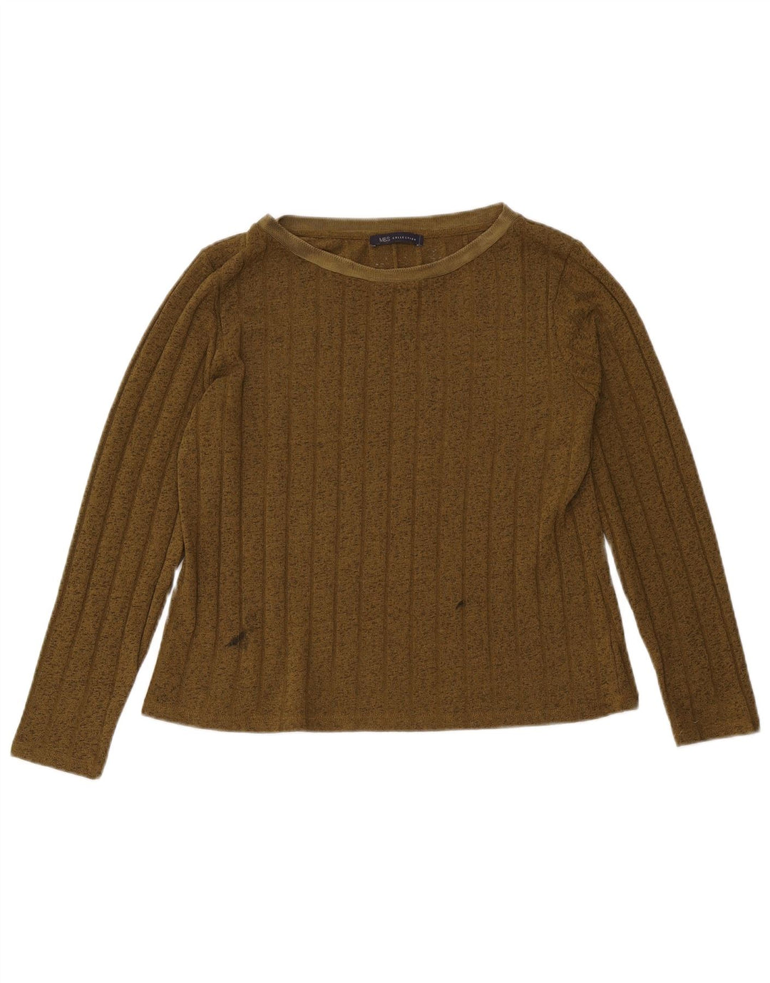 Marks & Spencer Damski top z długim rękawem, UK 12, średni, khaki, poliester