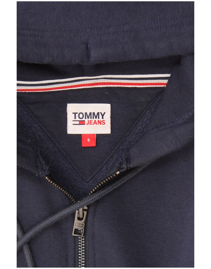 Damski sweter oversize z kapturem i zamkiem błyskawicznym TOMMY HILFIGER UK 10, mały, granatowy