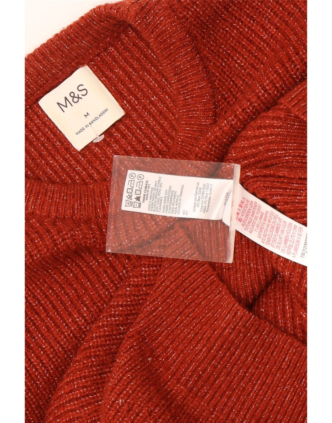 Marks & Spencer Męski sweter z okrągłym dekoltem, średniobrązowy, nakrapiany