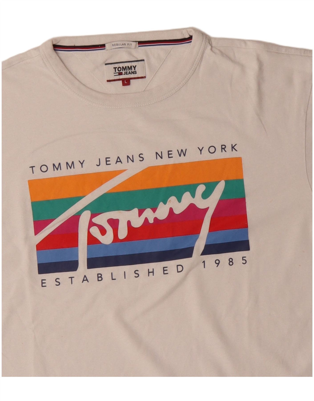 Męski T-shirt z grafiką o regularnym kroju Tommy Hilfiger, duży, biały, bawełniany