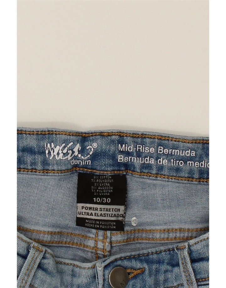MOSSIMO Womens Power Stretch Distressed Denim Shorts US 10 Large W30  Blue Vintage Mossimo and Second-Hand Mossimo from Messina Hembry 