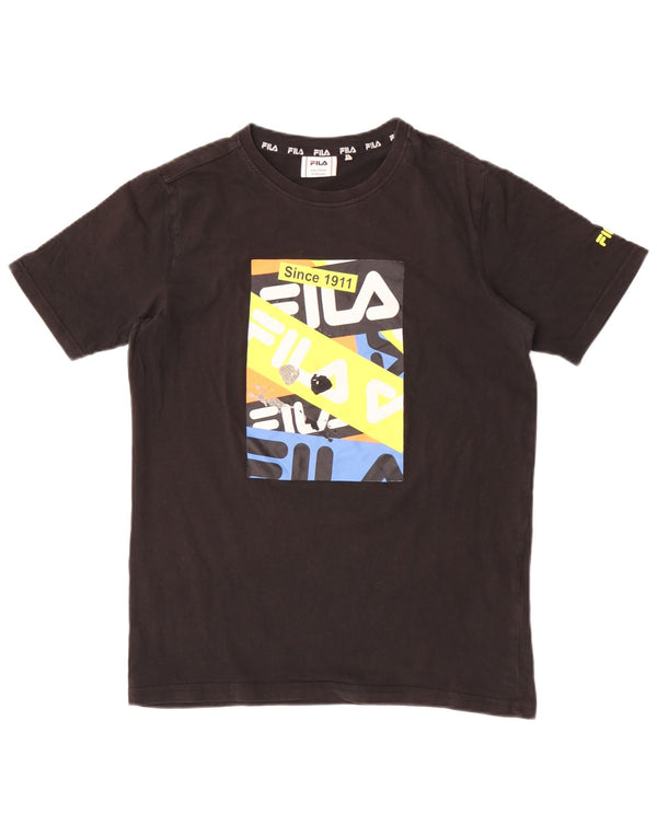 Chłopięcy T-shirt z grafiką Fila, 15-16 lat, czarna bawełna
