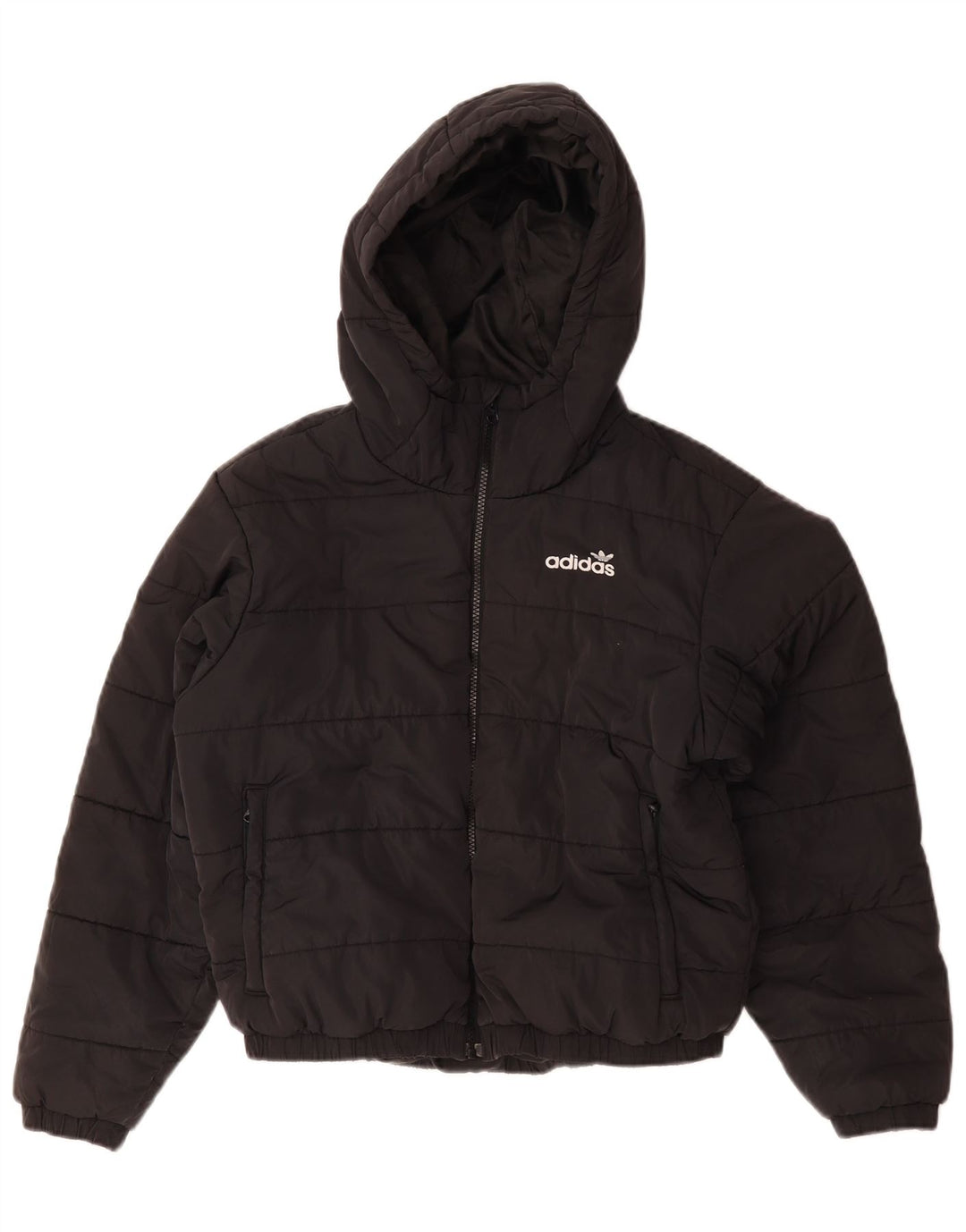 Damska kurtka Adidas Oversized Graphic z kapturem i wyściełaną UK 10, mała czarna