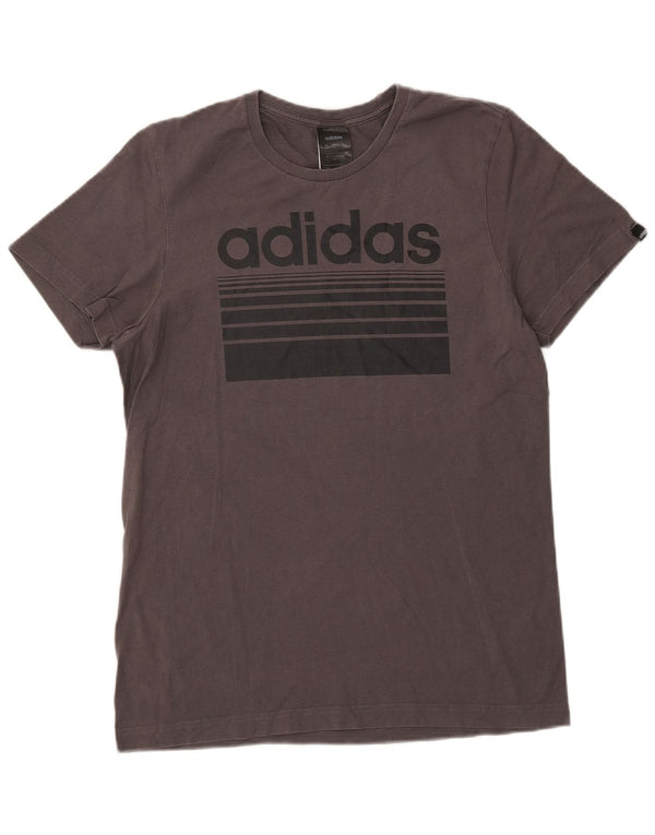 Męska koszulka z grafiką Adidas, mała, szara, bawełniana