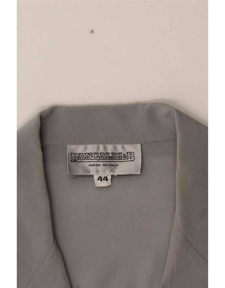 PANCALDI & B Womens Short Sleeves Shirt Dress IT 44 Medium Grey Silk Vintage Pancaldi & B and Second-Hand Pancaldi & B from Messina Hembry 