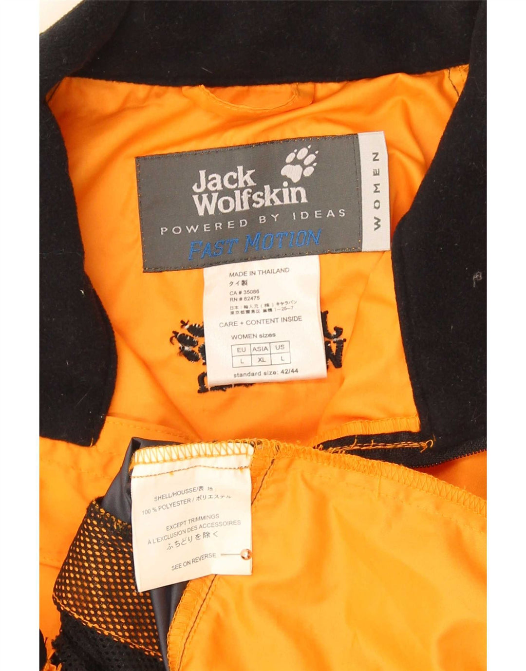 Męska kamizelka Jack Wolfskin UK 40, duża, pomarańczowa, poliestrowa z blokami kolorów