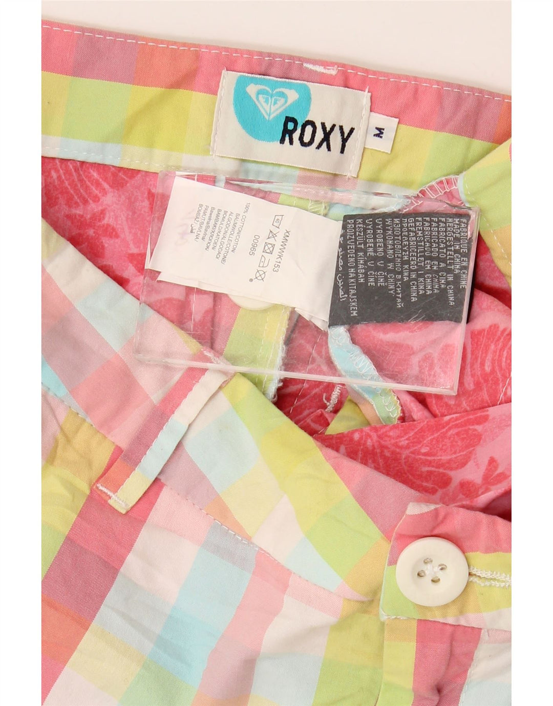 Damskie spodnie Roxy, średnie, W30, wielokolorowa bawełniana kratka
