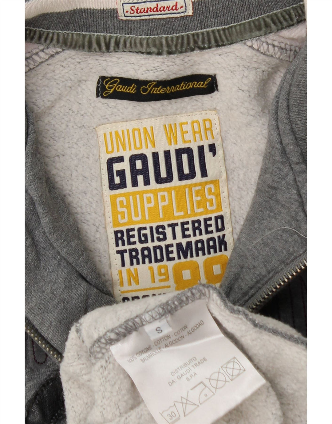 Damska kurtka dresowa Gaudi Graphic UK 10, mała, szara, z blokami kolorów