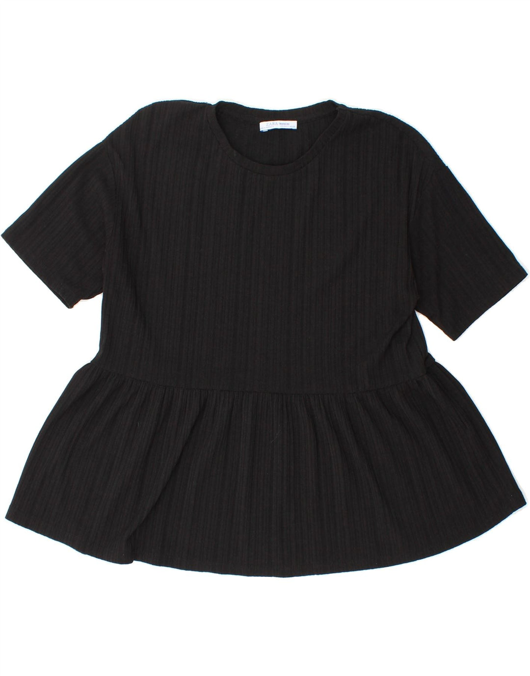 ZARA Womens Peplum Blouse Top UK 10 Small Black Vintage Zara and Second-Hand Zara from Messina Hembry 