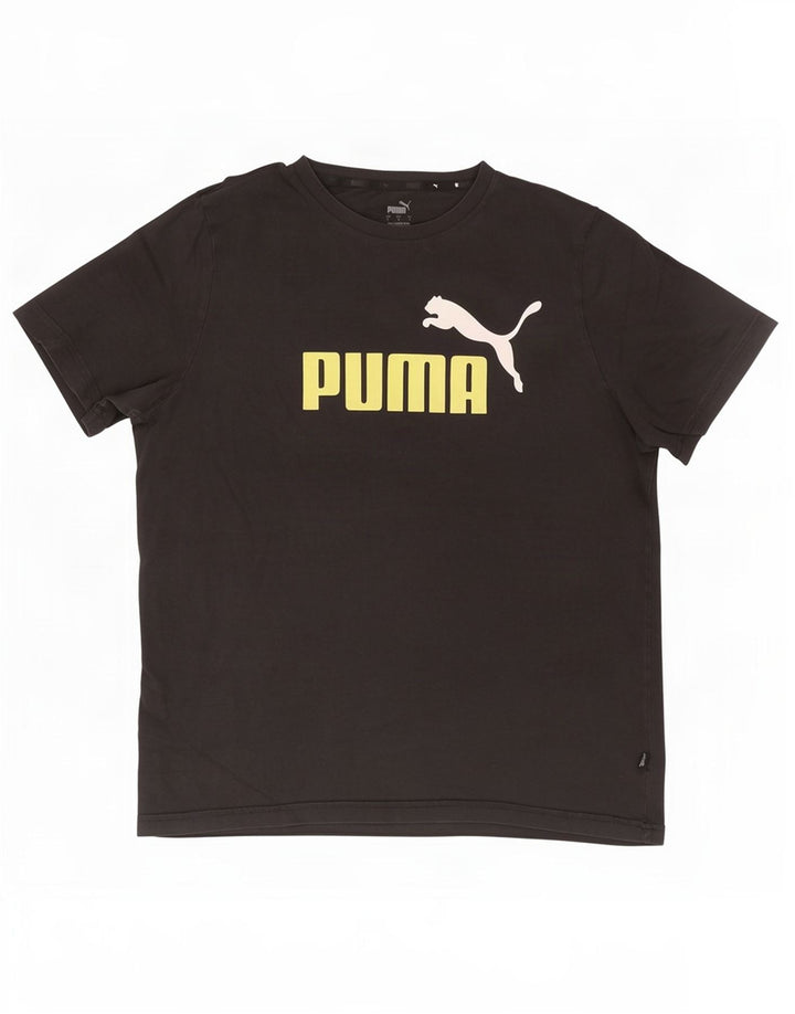 Męski T-shirt z grafiką Puma, duży, czarny, bawełniany
