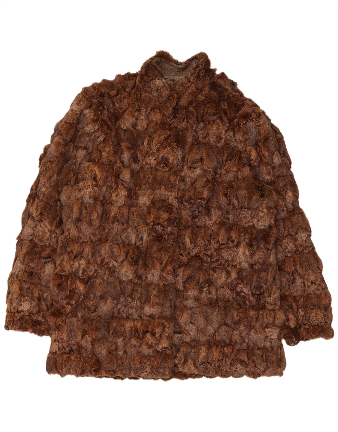 Vintage damski dwustronny płaszcz skórzany UK 16, duża brązowa skóra