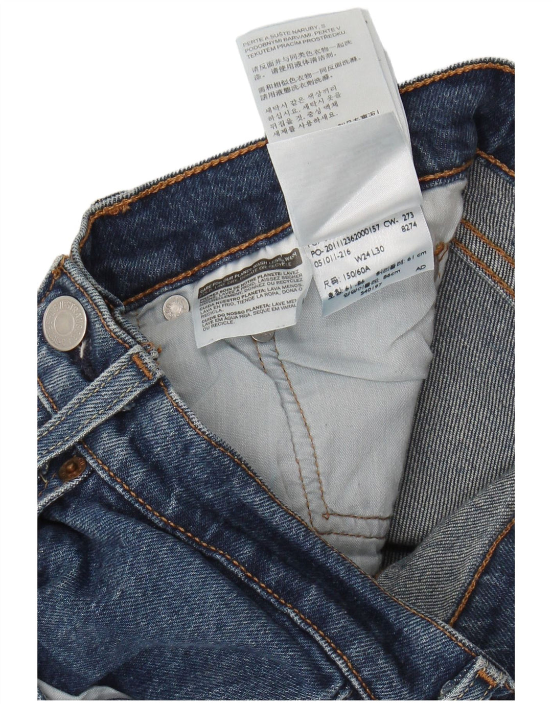 Damskie jeansy LEVI'S 501 Straight W24 L30 Niebieskie bawełniane