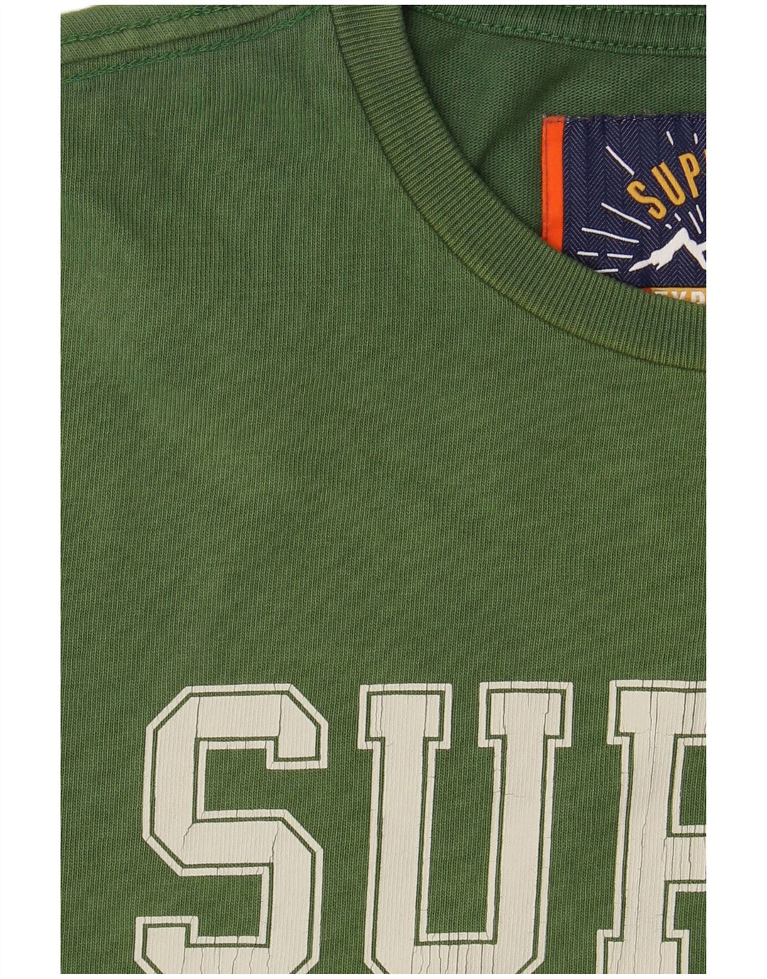 SUPERDRY Męski T-shirt z grafiką, mały, zielony, bawełniany