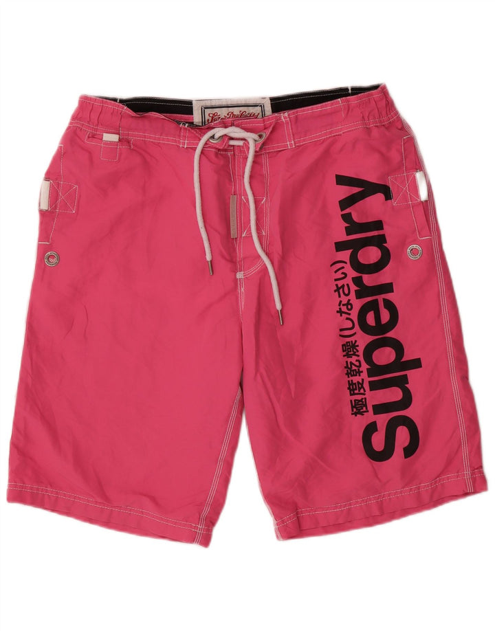 Męskie spodenki kąpielowe Superdry Graphic, duże, różowe, poliestrowe