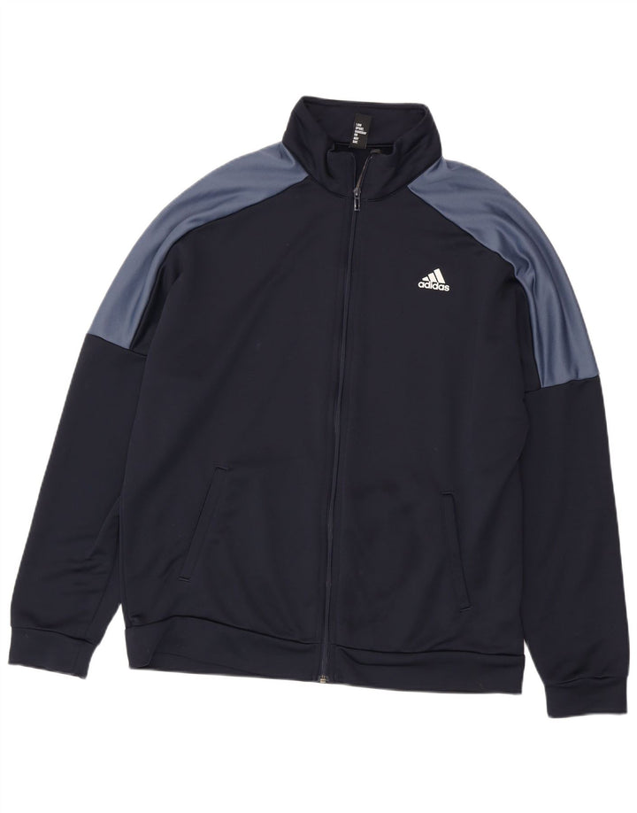 Męska kurtka dresowa ADIDAS z grafiką XL, granatowa, z blokami kolorów