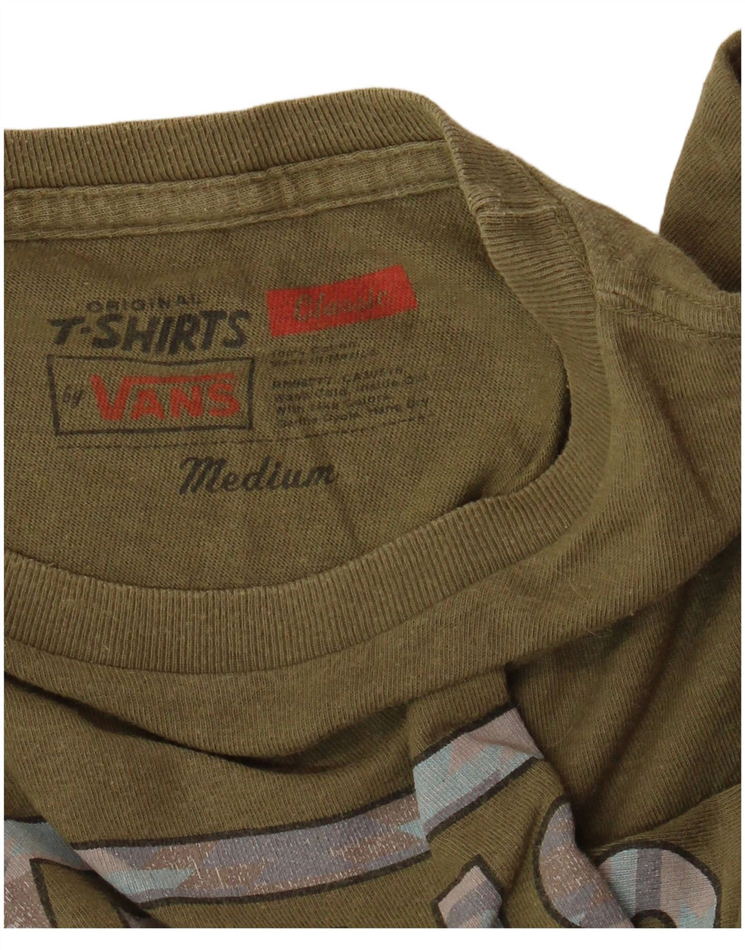 Męski T-shirt z klasyczną grafiką VANS, średni, bawełniany khaki